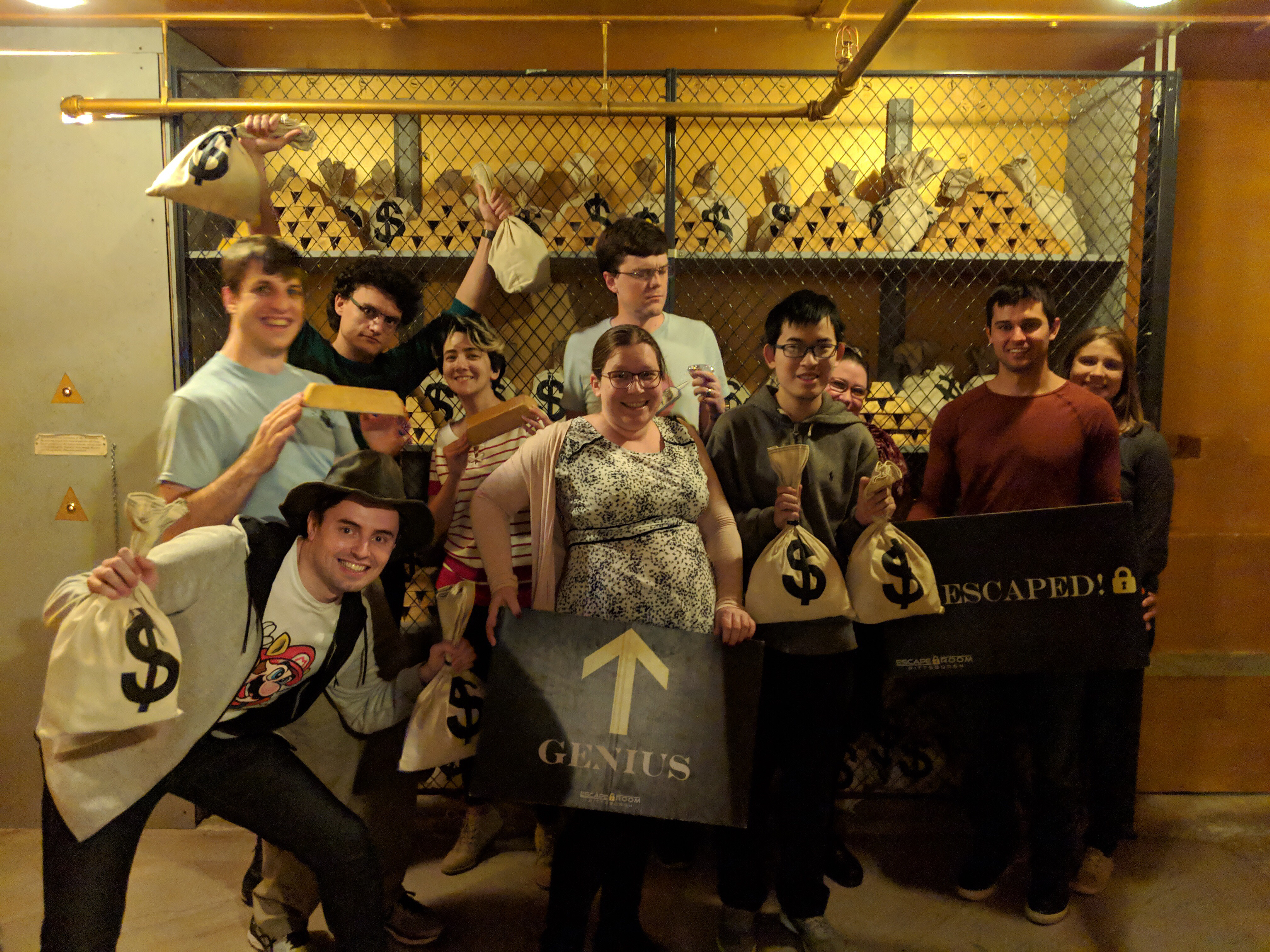 squaresLab after successfully solving Carnegie'$ Million$ at Escape Room Pittsburgh. Geniuses!